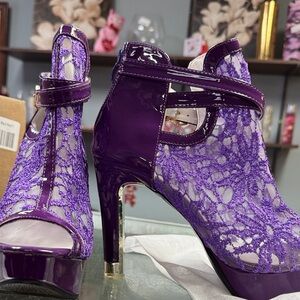 Elegant Purple Lace Women's Heels